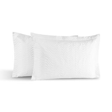 Imagem de Kit 02 Portas Travesseiros Percal 180 Fios Silver 60% Algodão 40% Poliéster - Branco