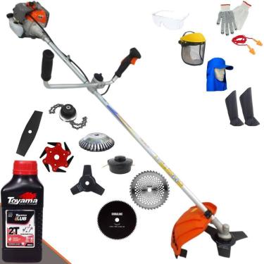 Imagem de Roçadeira Vulcan VR330-P 33cc 1,2HP + Facas 2 Pontas, 3 Pontas, 6 Pontas, 40 Dentes de Vídea, 80 Dentes, Trimmer e Escova de Aço + EPI + ÓLEO TOYAMA