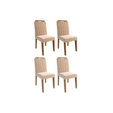 Imagem de Kit 4 Cadeiras De Cozinha Paola Wood 4 Un Carvalho-suede Nude Bege - Cimol