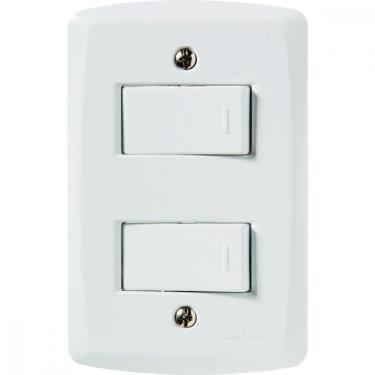 Imagem de Conjunto 4x2 com 2 Interruptores Simples 10 A 250 V Tramontina Lux2 Branco