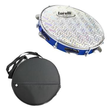 Imagem de Pandeiro 10`` Azul Injetado Em Abs Torelli Tp308 Com Capa