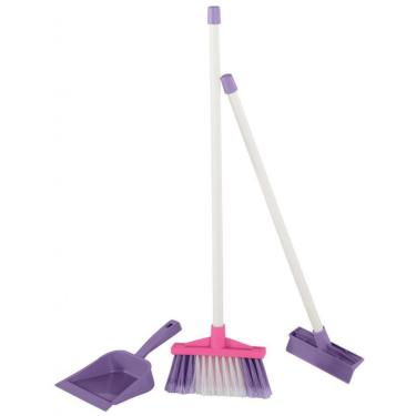 Imagem de Kit Infantil Limpeza Pá, Vassoura e Rodo Rosa - Tateti 1202