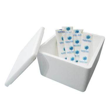 Imagem de Kit Caixa Isopor 1,5L Litro 5 Gelo Flexível 45g Parede Simples - Gelot