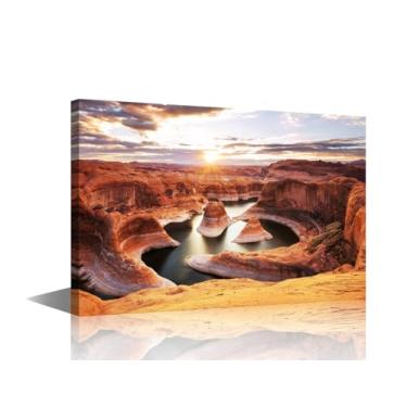 Imagem de TUMOVO Arte de parede para sala de estar Lake Powell pinturas de parede Arizona imagens para quarto nascer do sol paisagem decoração de casa 1 painel arte moderna emoldurado pronto para pendurar