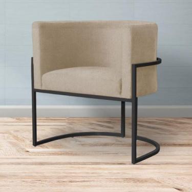 Imagem de Poltrona Decorativa Escritório Luna Suede Base Preta - Straso Móveis, 