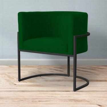 Imagem de Poltrona Decorativa Consultório Luna Suede Base Preta - Straso Móveis,