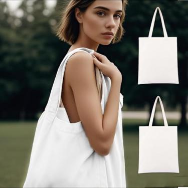 Imagem de Sacolas de lona de algodão em branco resistentes para artesanato e promoções atacado sacola de compras ecológica (branca)