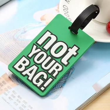 Imagem de Etiqueta de bagagem frase criativa colorida engraçada etiqueta de bagagem PVC - acessório de viagem elegante e durável (10 cm C x 6 cm L) - NÃO é sua mala! Verde