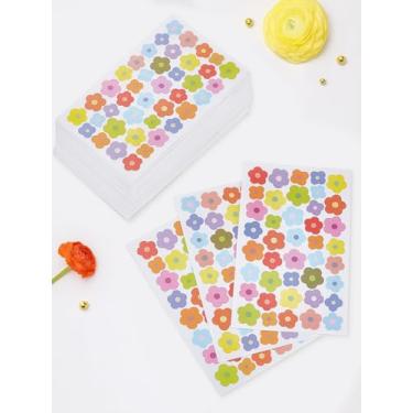 Imagem de 50 folhas adesivas de papel, adesivos autoadesivos de flores coloridas azuis e rosa, decalque estético à prova d'água para cartões de presente, sacos de brindes, selos de envelopes, 15 x 9,3 cm