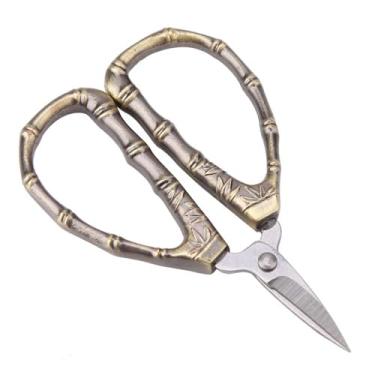 Imagem de Mini tesouras vintage de aço inoxidável para bordado, artesanato, faça você mesmo, corte de trabalho de arte, portátil, tamanho de bolso, cabo polido afiado, junta de bambu