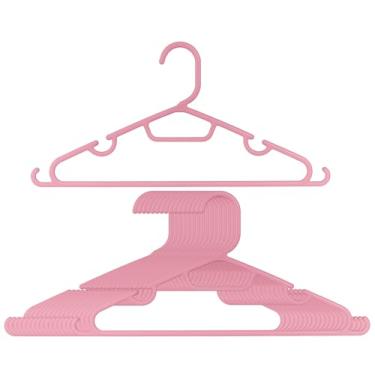 Imagem de Cabides de plástico – Pacote com 20 cabides duráveis e finos para armário com ganchos e entalhes para camisas, calças, jaquetas, vestidos, lavanderia, roupas infantis e adultos, rosa salmão