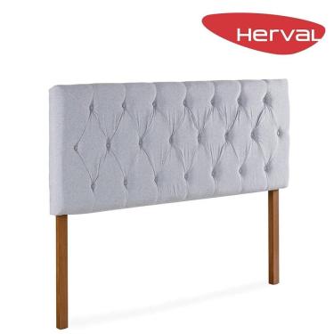 Imagem de Cabeceira Queen Herval Berlim Estofada Linho Cinza Claro, 158 cm