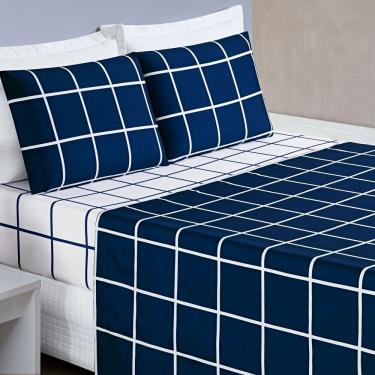 Imagem de Jogo De Lençol Casal Square 4 Peças Azul Marinho