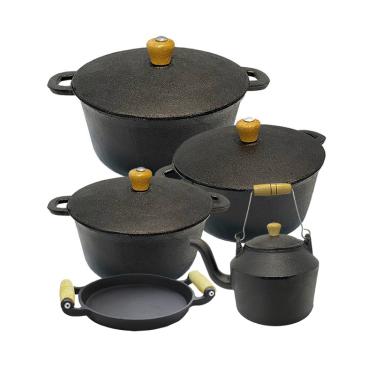 Imagem de Jogo de Caçarola Panela de Ferro Chaleira Frigideira Nº 8