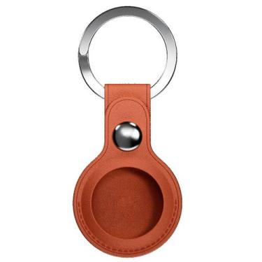 Imagem de Capa de Couro para FaafTag e Airtag Chaveiro para Malas Chaves Caramel