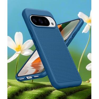 Imagem de Capa para Google Pixel 10 Pro XL/Pixel 9 Pro XL, leve, com textura antiderrapante, capa de celular militar – Capa protetora protetora fina e resistente à prova de choque (azul)