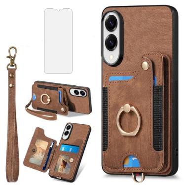 Imagem de Asuwish Capa de telefone para Samsung Galaxy S25 Edge capa carteira com protetor de tela de vidro temperado alça de pulso cordão RFID suporte para cartão de crédito anel suporte celular S25Edge 25S S