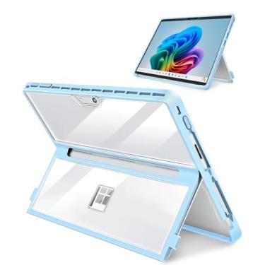 Imagem de Capa para Microsoft Surface Pro 11/10/9/8 de 13 polegadas, com capa para stent, capa resistente à prova de choque multifuncional compatível com teclado tipo capa, material TPU (transparente e azul)