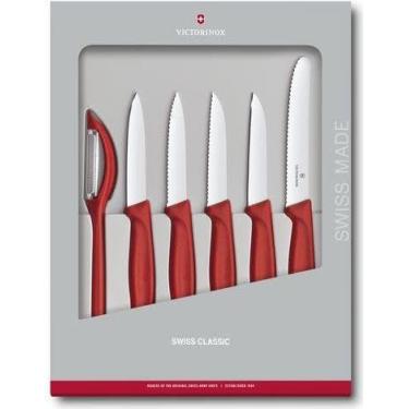 Imagem de Victorinox Conjunto de facas de descascar suíço clássico, 6 peças, vermelho