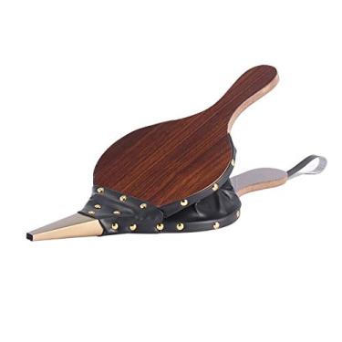 Imagem de Fole de lareira grande 43 cm x 19 cm soprador de ar de madeira marrom interno para churrasco, churrasqueira de acampamento chaminé ao ar livre com alça suspensa bocal fundido