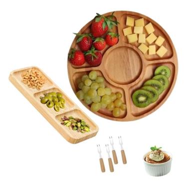 Imagem de 10X Petisqueira De Bambu Tábuas De Frios Petiscos Kit 4 Peç