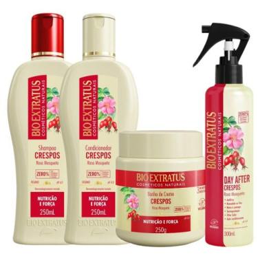 Imagem de Kit Crespos 1 Shampoo 1 Condicionador 1 Banho 250ml + Spray 300ml Bio 