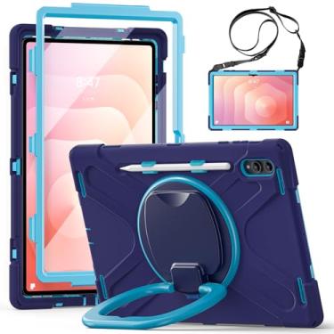 Imagem de Batianda Capa resistente para Samsung Galaxy Tab S11 Ultra 37.1 cm 2025 com suporte de anel giratório de 360° e alça de ombro Suporte de caneta S embutido à prova de choque, capa protetora robusta