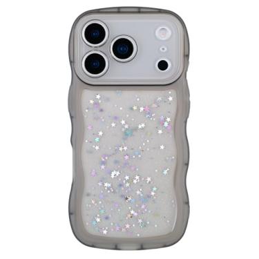 Imagem de Cyberowl Compatível com iPhone 17 Pro, linda capa protetora para celular Kawaii Bling Glitter em forma de moldura de silicone macio à prova de choque para mulheres e meninas, preta
