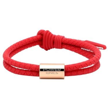 Imagem de POWER IONICS Men Bracelet, Couples Bracelets, Silicone Bracelets For Men. Adjustable Bracelet For Womens Weave Band Unisex Waterproof Ions And Sports Bracelet (Red/RoseGold)