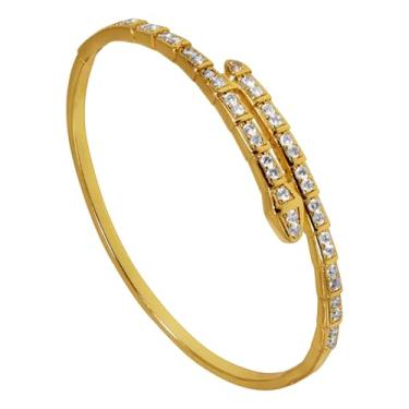 Imagem de Bracelete Feminino De Moeda Antiga Banhado A Ouro 18k E Cravejado - Serpente