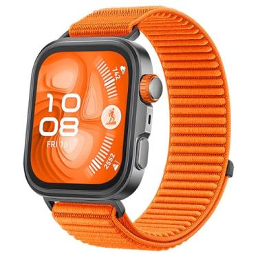 Imagem de HAOZHI Pulseira Compatível para Huawei Watch Fit 4 3 4 Pro,Bracelete Correia Cinta Alça de substituição de Nylon para Huawei Watch Fit 3,4,4 Pro (Laranja)