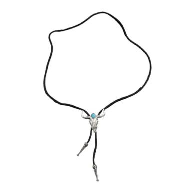 Imagem de YISXVD Colar boêmio de caveira de touro para homens e mulheres gargantilha com pingente de cabeça de boi ocidental joia de festa festiva, Large, Liga de aço, Sem Pedra Preciosa