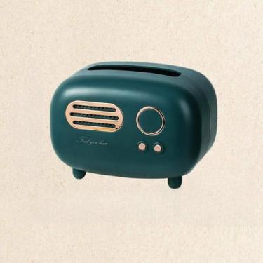 Imagem de Akozon Caixa de Lenço de Tecidos do Modelo de Rádio retrô - Porta -do mar de Desktop Elegante para Cozinha, Sala de Estar, Quarto Organizador de Prático Com Fácil Acesso (Lago Pássaro Verde)