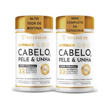 Imagem de Biotina, Astaxantina 4mg, b12, Cisteína - Super Vitamina para Cabelo e Unha - Kit 120 Cáps Sem Corante - Vita Tríade