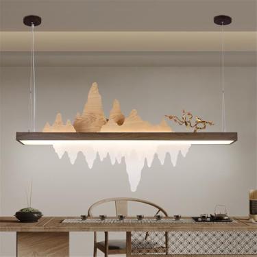 Imagem de Luminária pendente contemporânea de LED para restaurante, estilo chinês retrô, criativa, para balcão de bar, sala de estar, quarto, escritório, hotel ou casa de chá (Estilo 27 L123CM)