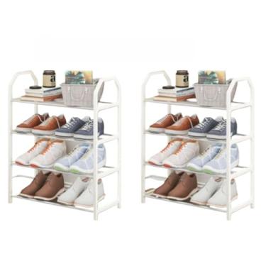Imagem de Sapateira 4 Andares Desmontável p/ 8 Pares, Organizador p/Tênis, Hall de Entrada e Quarto(2 unidades-Branco,5 andares)