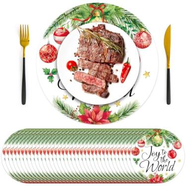 Imagem de 100 peças de jogo americano de papel de bolas de Natal, tapetes descartáveis de Natal, aquarela, Feliz Natal, esteira de mesa redonda para decoração de mesa de inverno, festas de férias, casa, cozinha