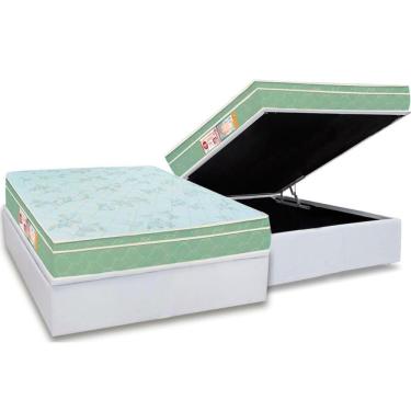 Imagem de Cama Box Baú Casal: Colchão Espuma Castor D33 Sleep Max Euro Pillow + Base White(138X188)