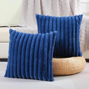 Imagem de Capa p/ almofada em pelucia wave soft - 50x50 cm - S DECOR, Azul Marin