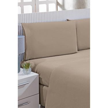 Imagem de Jogo De Cama Solteiro 180 Fios 100% Algodão Bege