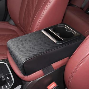 Imagem de Capa de console central de apoio de braço de carro atualizada com suporte de copo – apoio de braço do banco traseiro com design antiderrapante e resistente a arranhões, ideal para viagens em família,
