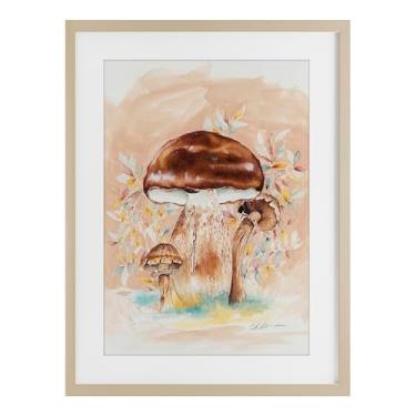 Imagem de Stupell Industries Impressão emoldurada de bétula trio de cogumelo terroso marrom sob vidro, design por Cady Driver, 23 x 17