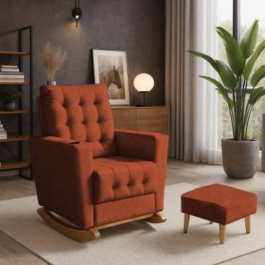 Imagem de Poltrona Duna Amamentação Balanço e Puf TerraCota