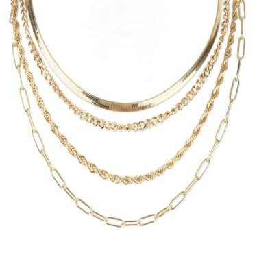 Imagem de Ondder Colar em camadas de ouro para mulheres, colar gargantilha para mulheres, pingente delicado, corrente de ouro para mulheres, colar grosso, joias de ouro