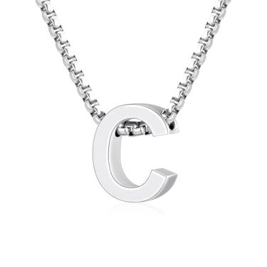 Imagem de VULETO Colar com letra A-Z com inicial A-Z, presente para meninos e homens, pingente de letra de aço inoxidável, dia dos namorados, joias de aniversário, ideias de presentes para adolescentes e