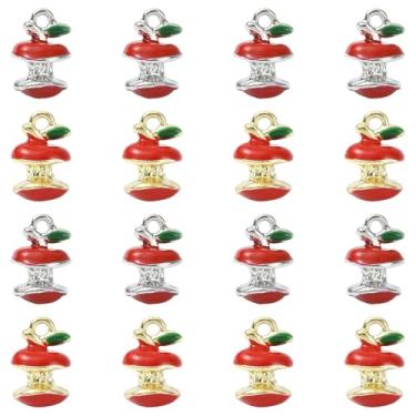 Imagem de UR URLIFEHALL 16 peças, 2 cores, pingentes esmaltados de núcleo de maçã, pingentes de frutas 3D para brincos faça-você-mesmo, pulseiras, colar, artesanato, fabricação de joias