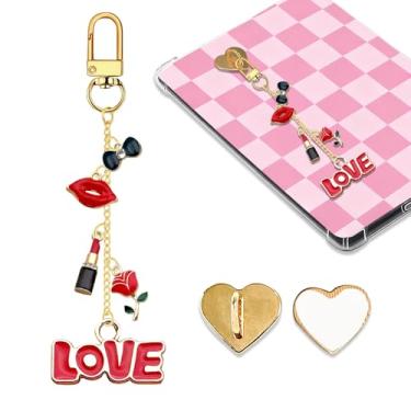 Imagem de Corrente de pingentes fashion Kindle para amantes de livros mulheres e homens, chaveiro de batom com lábios vermelhos, pingentes de acessórios de e-reader, presente para leitores amantes de livros