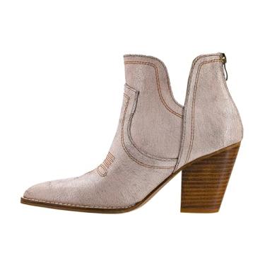 Imagem de Corkys Footwear Bota feminina Smoke Show da Hey Girl, com salto empilhado de 8,5 cm, zíper nas costas, palmilhas de EVA macias Corkys para uso diário e conforto, Creme Crackle, 36