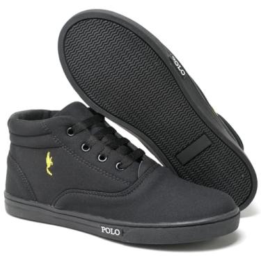 Imagem de Tênis Casual Masculino Menino Garoto Cano Alto Botinha Escola Tendencia, Ref.: SAP7850INF, Polo Blu ORIGINAL (Preto/Preto, BR, Criança de 9 a 12 anos, Numérico, 28)