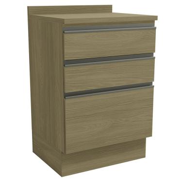 Imagem de Balcao Com Tampo 3 Gavetas 60 Cm Maxxi G743 Kappesberg Nogal